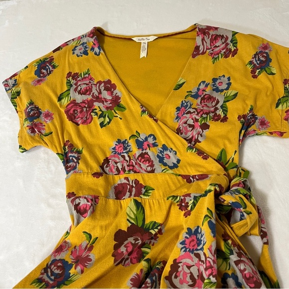 MATILDA JANE Womens Alana Wrap Dress Maxi Mustard Yellow Floral Size X-Small - Picture 3 of 7